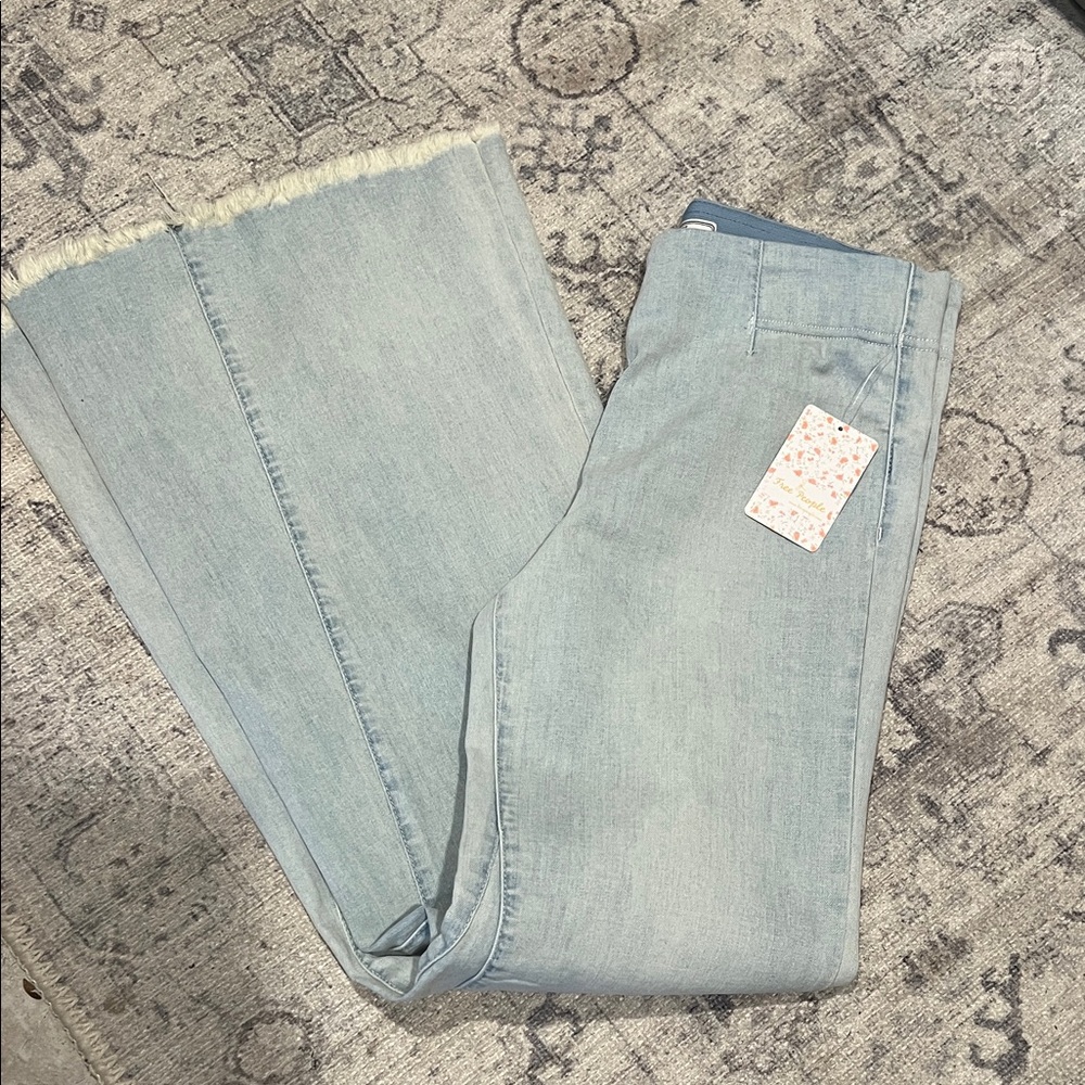 Free People Light Blue High-Rise Wide Leg Jeans